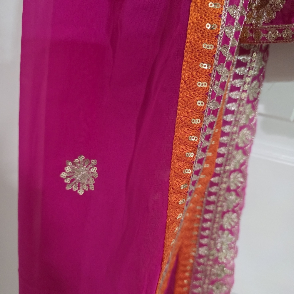 NEW Hot Pink 3 Piece Pakistani Desi Women Party Outfit Size M / L - Picture 7 of 8